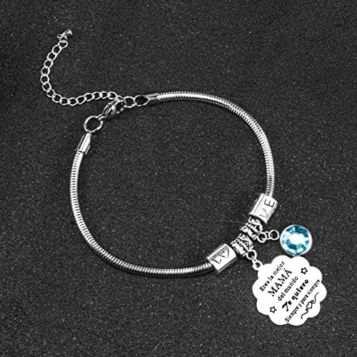 Detalle de VGWON Regalo Mamá: pulsera de acero inoxidable 316L con letras láser y caja de regalo