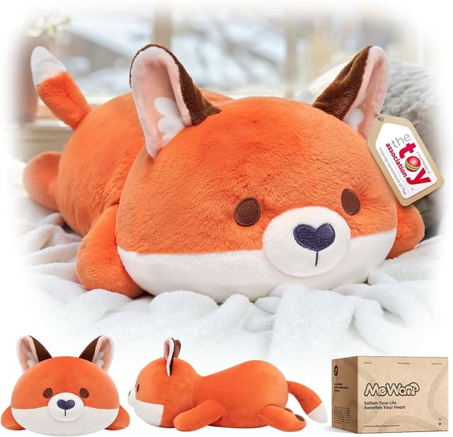 Detalle de Mewaii Cute Fox Plush Pillow (13-inch) – kawaii red fox cuddly stuffed cushion for kids & girls