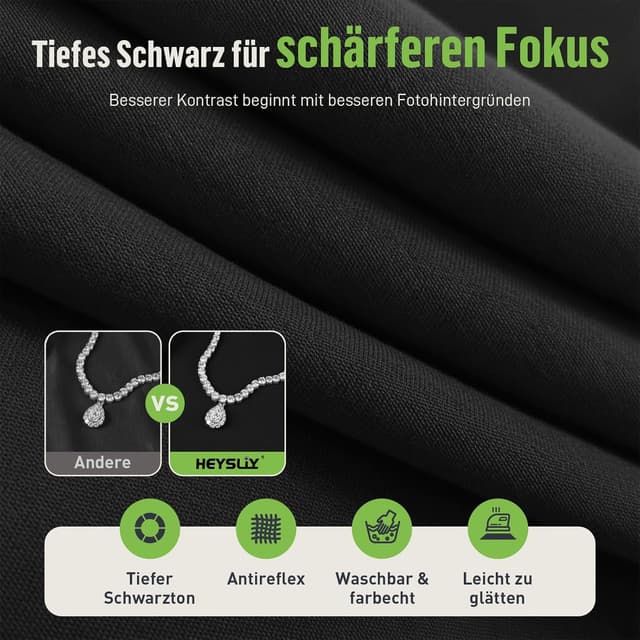 Thumbnail 6 de Heysily Fotohintergrund Schwarz 2x2m