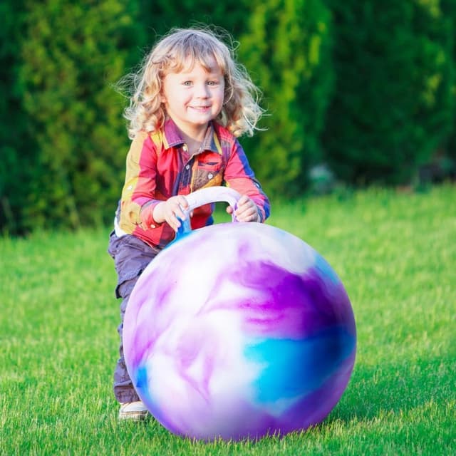 Thumbnail 6 de U&C Planet Hüpfball für Kinder (Wolke violett), aufblasbarer Hopperball mit Pumpe, 55 cm, bis 150 kg