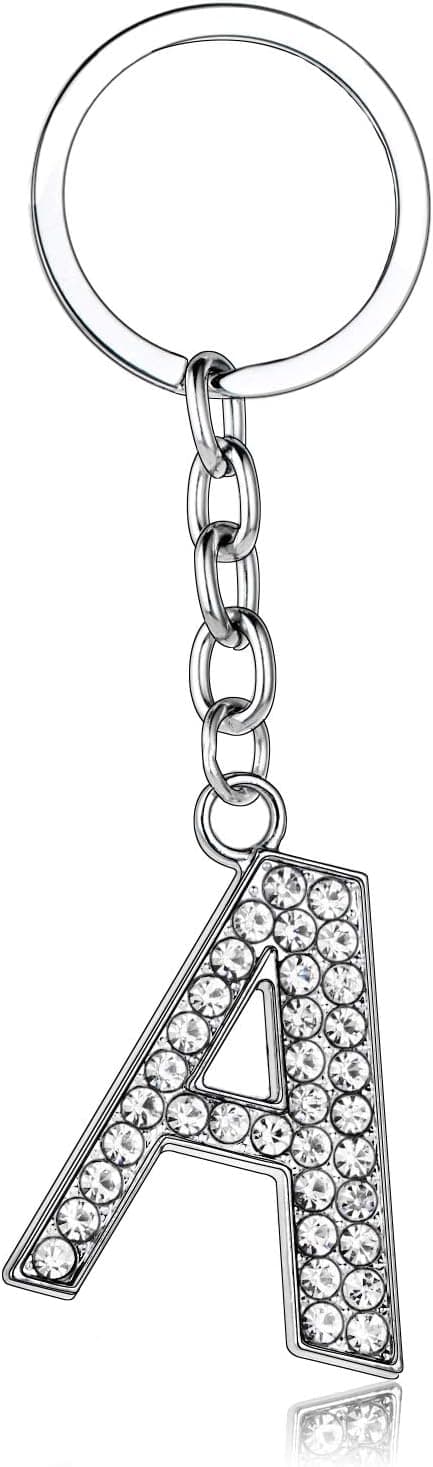 Detalle de BESPMOSP A-Z Letter Keychain keyring with crystal inlay (alloy) — gift inspiration for best friends