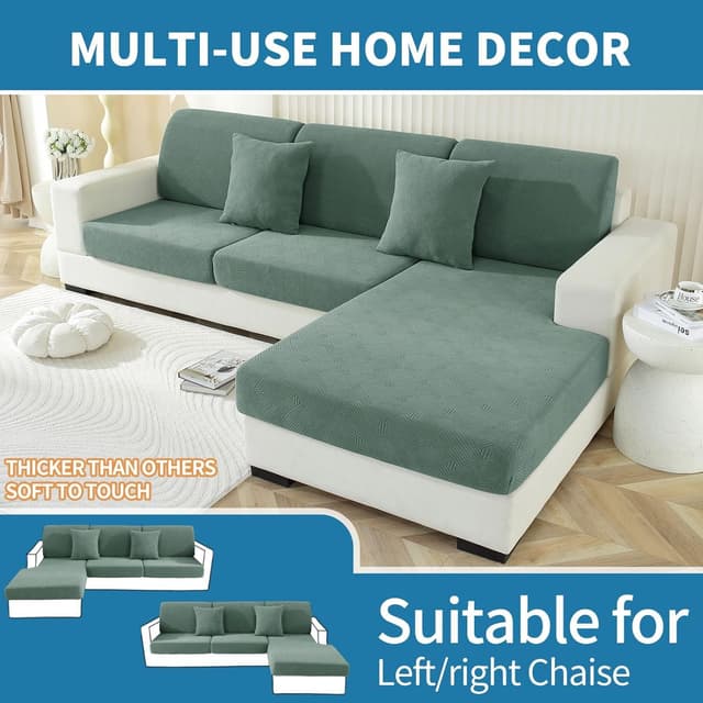 Detalle 2 de Ystyle Housse d’assise pour canapé et housse de coussin extensible (chaise longue + 1 place, vert)