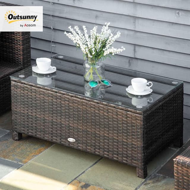 Detalle 2 de Outsunny Table Basse de Jardin rotin tressé