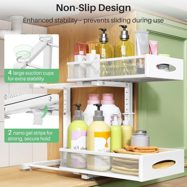 Thumbnail 5 de Under Sink Organizer 2-Tier Pull-Out Shelves