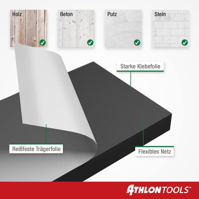 Detalle de ATHLON TOOLS 4X MaxProtect Premium Garagen-Wandschutz selbstklebend (je 40 × 20 × 2,0 cm) – Türkantenschutz, Schwarz