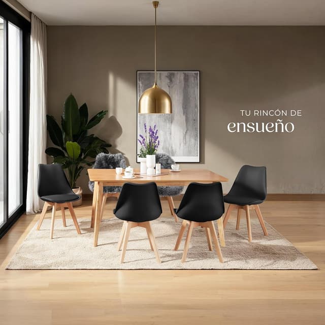 Thumbnail 1 de tectake Sillas de Comedor set 6 Negro