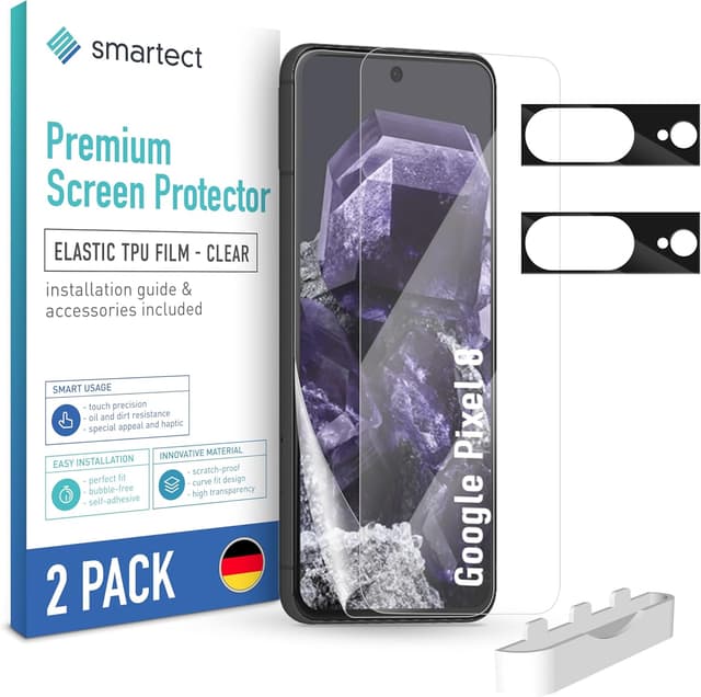 Detalle de smartect TPU Pellicola Protettiva per Google Pixel 8 (2+2 pezzi) con schermatura schermo e fotocamera