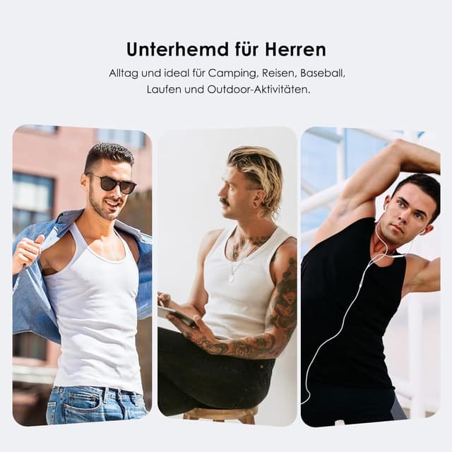 Detalle de YouShow Herren Unterhemd im 3er/5er Pack aus 100% Baumwolle (Feinripp) – ohne Etikett