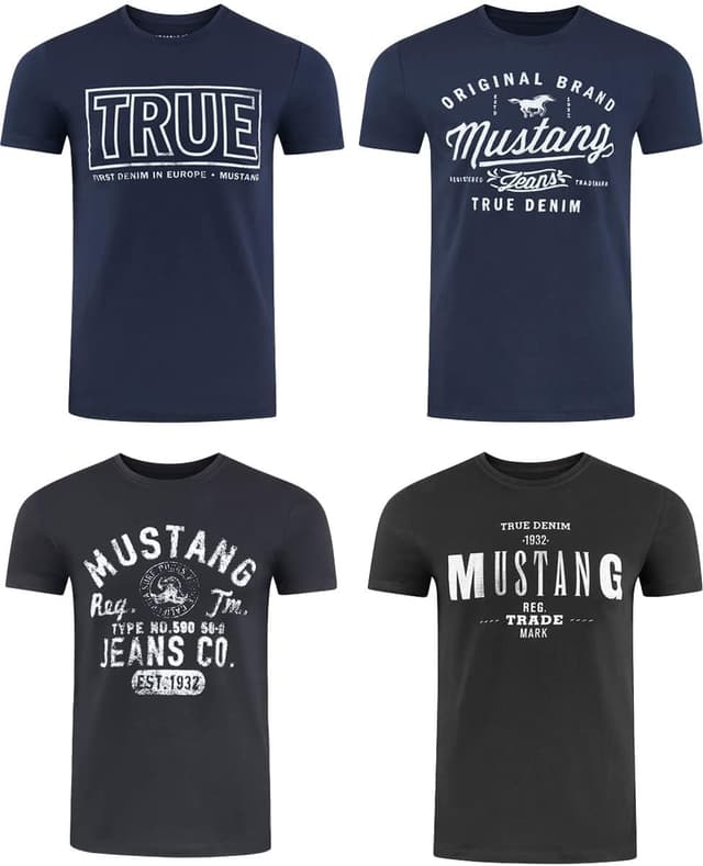 Detalle 2 de MUSTANG Herren-T-Shirts Regular Fit im 4er-Pack (Baumwolle, Rundhals, Kurzarm)