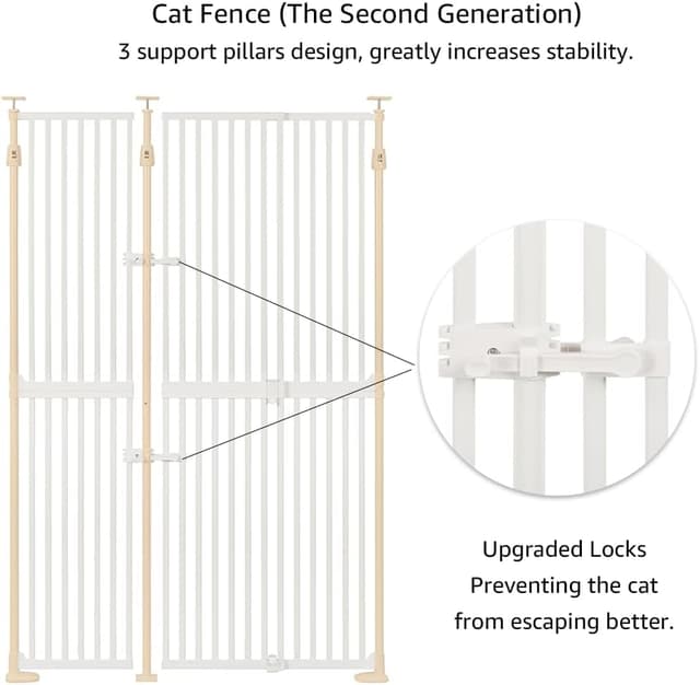 Detalle de unipaws 190 cm Extra Tall Pet Gate (Adjustable, Pressure Mounted) with Double Lock