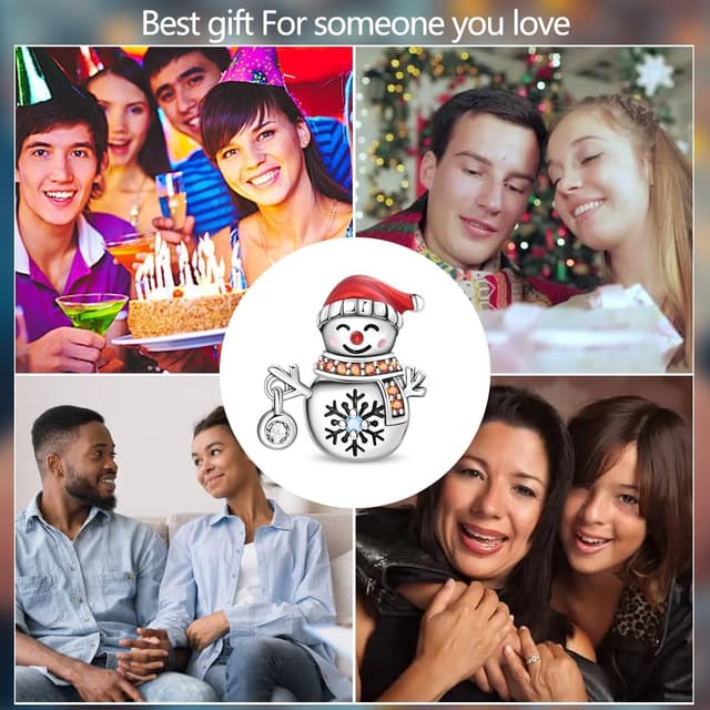 Detalle de TINSLO Charm Anhänger Damen 925 Sterling Silber mit Zirkonia – für europäische Armband- und Halsketten-Charmes (kompatibel mit Pandora-Style)