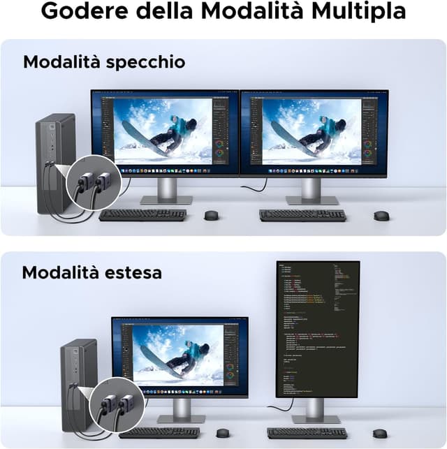 Detalle de UGREEN Adattatore DisplayPort a HDMI (2 pezzi) unidirezionale in alluminio con supporto 4K/1080P