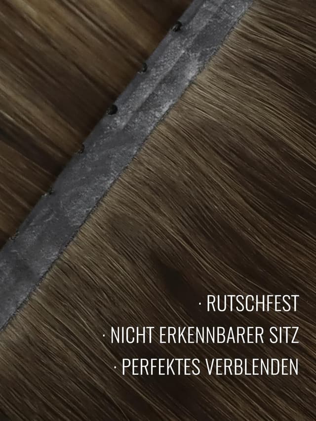 Detalle de Fshine Extensions Echthaar Tressen Mittelbraun mit Hellblonden (55 cm, 50 g) – Butterfly-Weft für schmerzfreie Installation