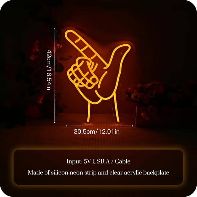 Detalle 2 de LUCUNSTAR Geste Neon Schild (LED-Wandspiel / USB) – blauer Neon-Style für Spielzone & Party-Deko