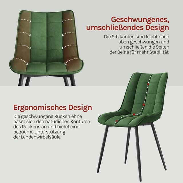 Thumbnail 4 de WOLTU Esszimmerstühle 4er Set Dunkelgrün