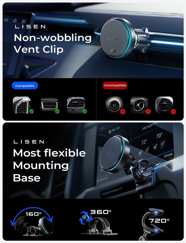 Thumbnail 4 de LISEN 25W MagSafe Car Mount Charger for iPhone