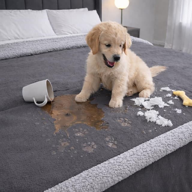 Detalle de Bedding Aid fleckenfreie, wasserdichte Wendedecke mit Sherpa-Fleece für das Doppelbett (Velvet Grau/Wolkenweiß)