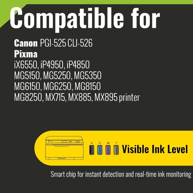 Detalle de kamo CLI-526 Multipack kompatible Druckerpatronen für Canon Pixma & Maxify (2x C, 2x M, 2x Y)