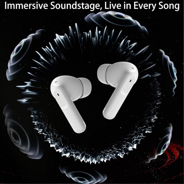 Thumbnail 6 de Wireless Earbuds with Bluetooth 5.4, 6-Mic ENC Noise Cancelling & IPX7 for Android, iOS and PCs (White)