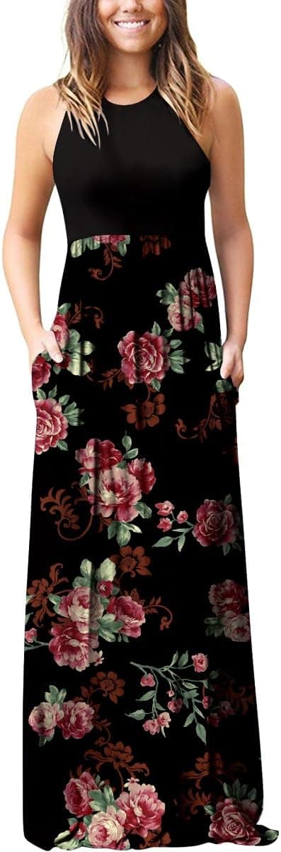 Detalle 2 de PCEAIIH women’s casual maxi dress with pockets (sleeveless or long sleeve) and elastic waist