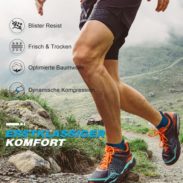 Detalle de Cirorld Sneaker Socken Herren/Damen – 6 Paar atmungsaktive Sportsocken mit Polsterung & Kompression, kurze Laufsocken (Gr. 37–46/43–46/47–50)