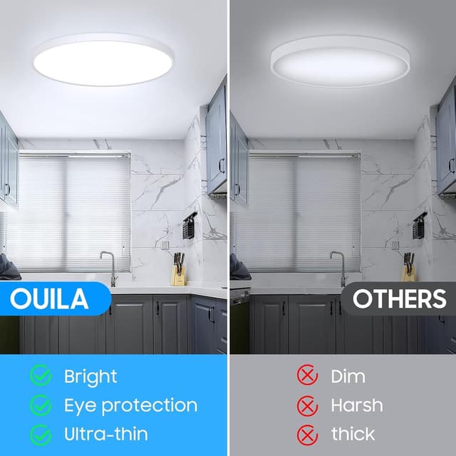 Detalle 2 de Deckenlampe LED Flach Rund, 24 W / 2.400 lm, IP44 – kaltweiß 6.500 K, Ø 30 cm