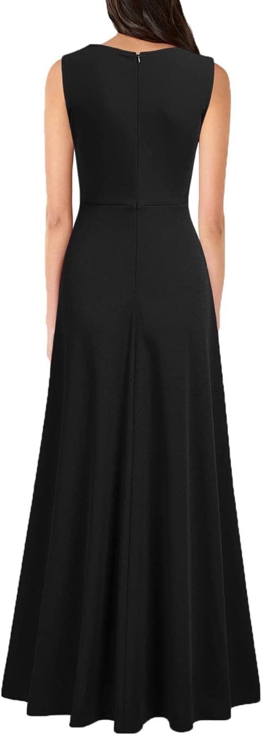 Detalle 2 de MUSHARE Women’s V Neck Sleeveless Split Formal Dress (Bodycon, High Waist)