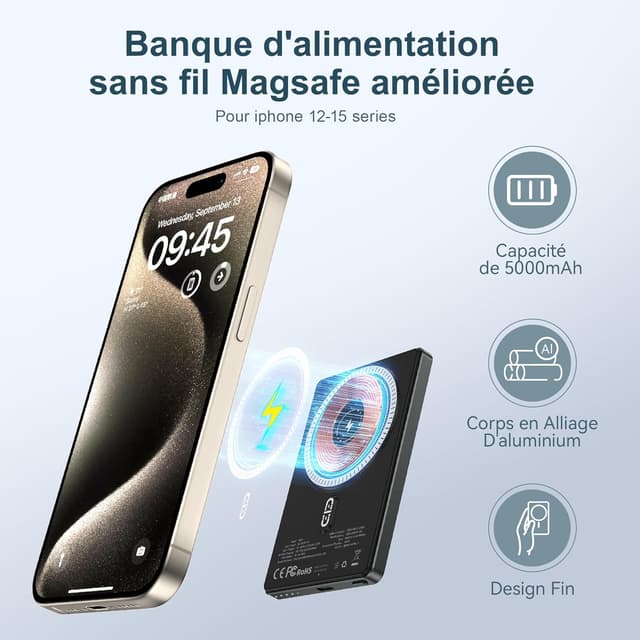 Thumbnail 1 de NOHON Batterie Externe MagSafe 5000mAh Slim 8mm