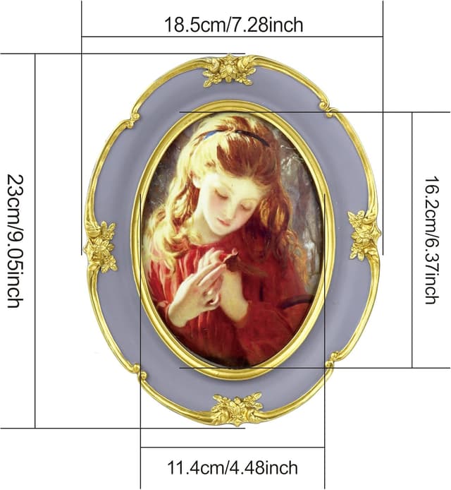 Detalle 2 de Purple vintage oval 5x7 photo frame