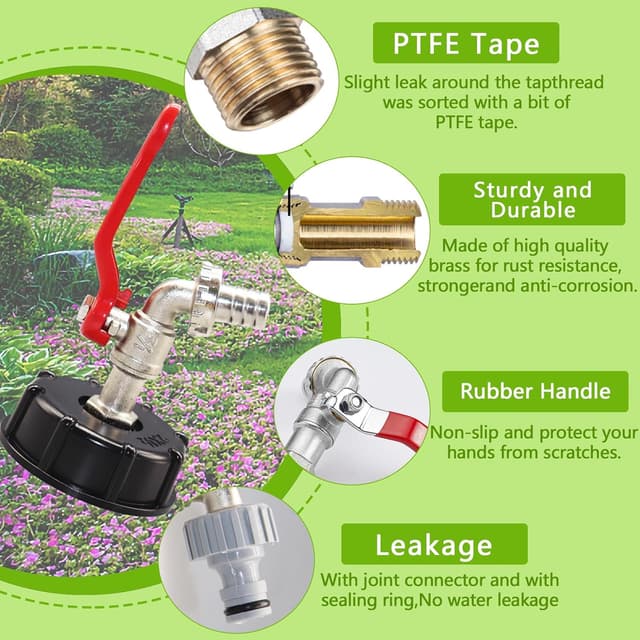 Detalle 1 de JRUKM IBC Tank Auslaufhahn 1/2 Zoll Zubehör