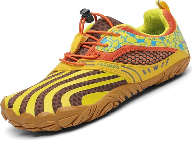Detalle de SAGUARO Enfants Chaussures minimalistes respirantes pour trail (GR.24-36) – modèle jaune