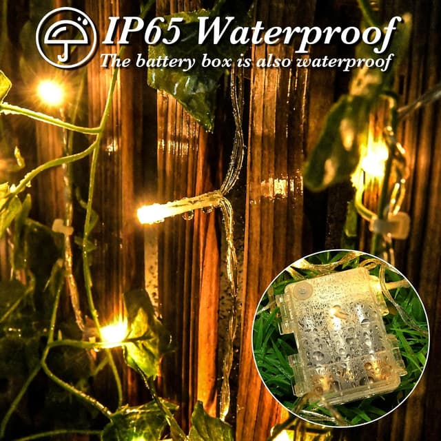 Detalle 2 de cshare Battery Fairy Lights, 5m 50 Warm White LED with Timer (IP65)