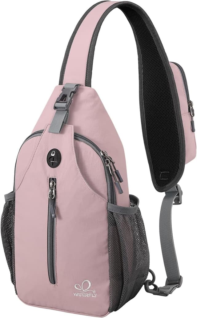 Detalle de WATERFLY Crossbody Sling Backpack Sling Bag Travel Hiking Chest Bag (Pink)
