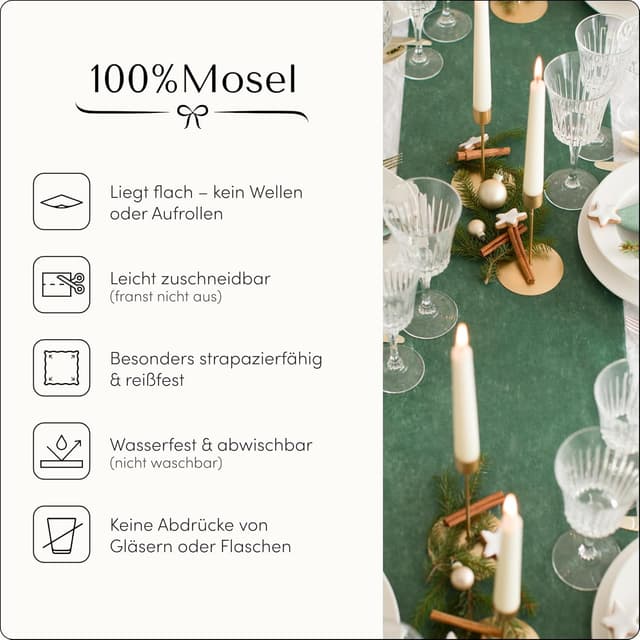 Thumbnail 5 de 100%Mosel Vlies Tischläufer Rainforest Grün 30 cm