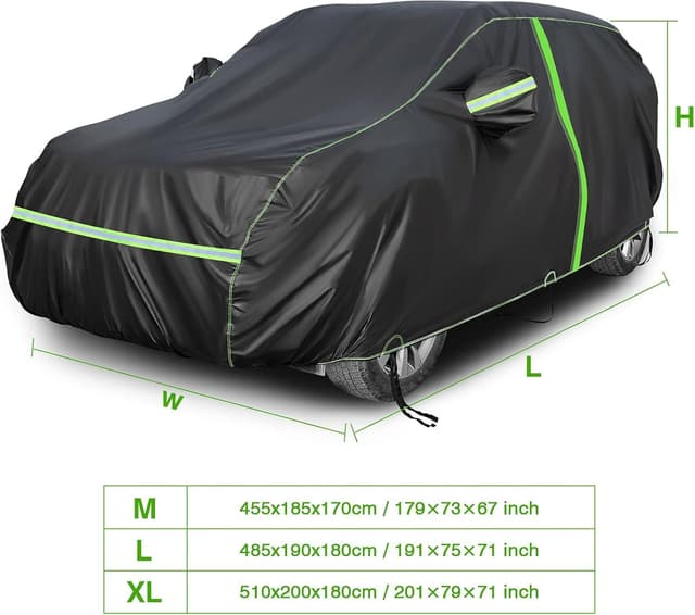 Detalle 2 de NEVERLAND Autoabdeckung SUV Vollgarage M (455 x 185 x 170 cm) – wasserdichte PEVA-Pkw-Abdeckplane mit Reißverschluss