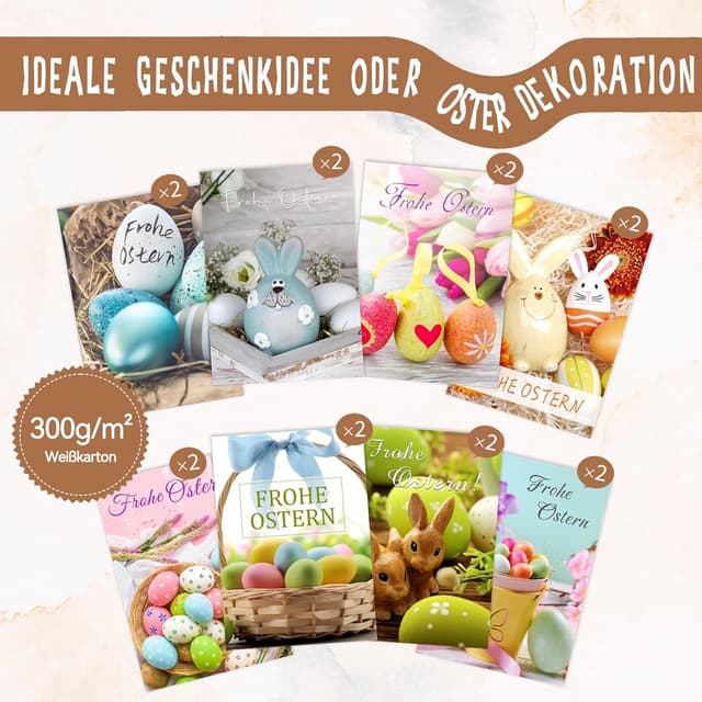 Detalle 2 de Goldziples Osterkarten Set mit 12 Karten