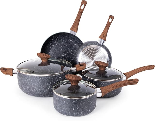 Imagen de Nuovva 8‑piece marble non stick cookware set en OfertitasTOP