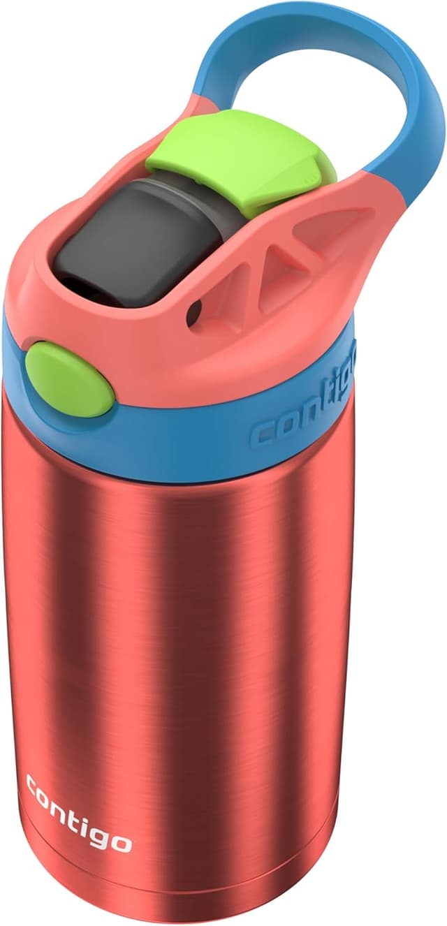Detalle de Contigo AUTOSPOUT Water Bottle (13 oz) in Coral Blue/Poppy