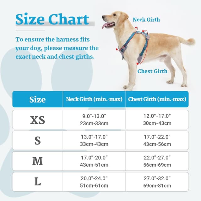 Detalle de Huntboo Anti-Zug Hundegeschirr mit Reflektoren, 2 Leinenclips und Verstellung (Blau, M)