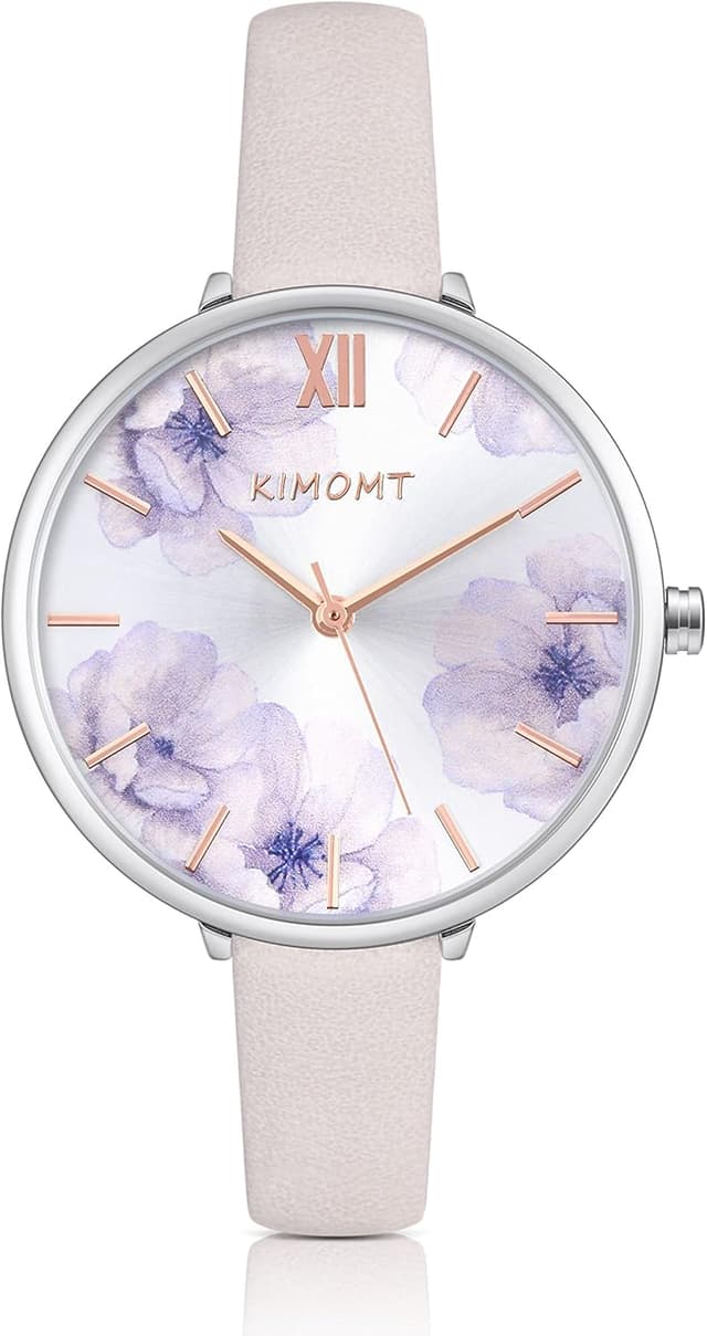 Detalle de KIMOMT Montre femme à quartz avec bracelet en cuir — montre-bracelet de mode étanche pour tous les jours