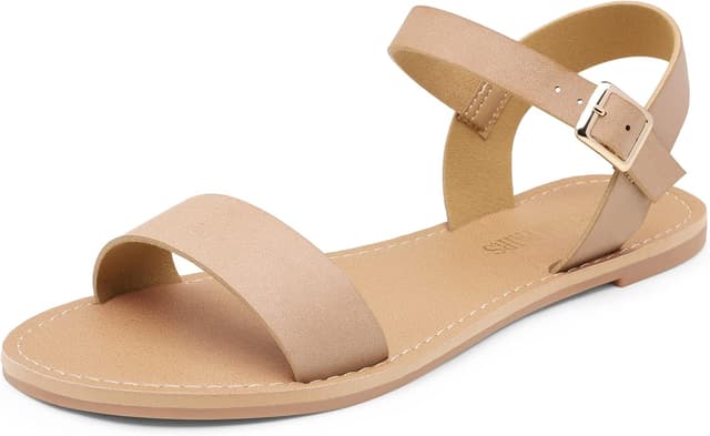 Detalle de DREAM PAIRS Women’s Ankle Strap Flat Sandals with Buckle (Open-Toe One-Band)