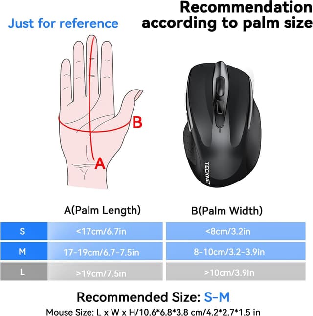 Thumbnail 6 de TECKNET Bluetooth Mouse Jiggler (BT 5.0/3.0 + 2.4G) Rechargeable Silent Ergonomic 6 Buttons, Black