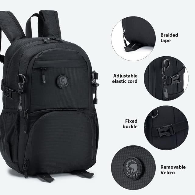 Detalle de BAGZY Ryanair cabin bag 40x30x20 foldable travel backpack (25L) – lightweight under-seat flight bag