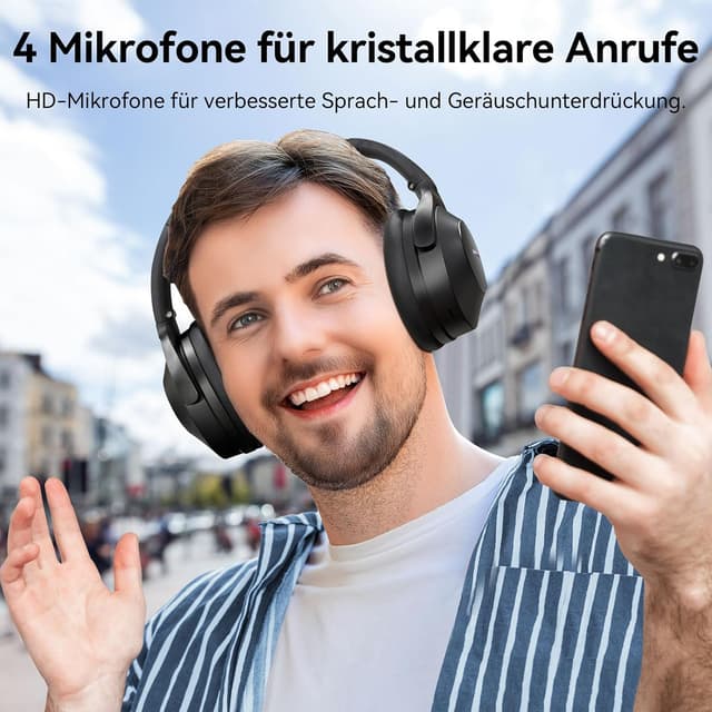 Detalle 2 de EarFun Wave Life Over‑Ear Kopfhörer, ANC, 60 Std
