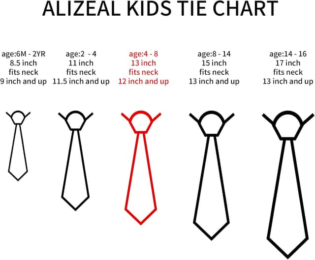 Detalle 2 de Alizeal Boys Zipper Novelty Tie – Pre-tied Skinny Kids Neck Tie for School, Prom & Party