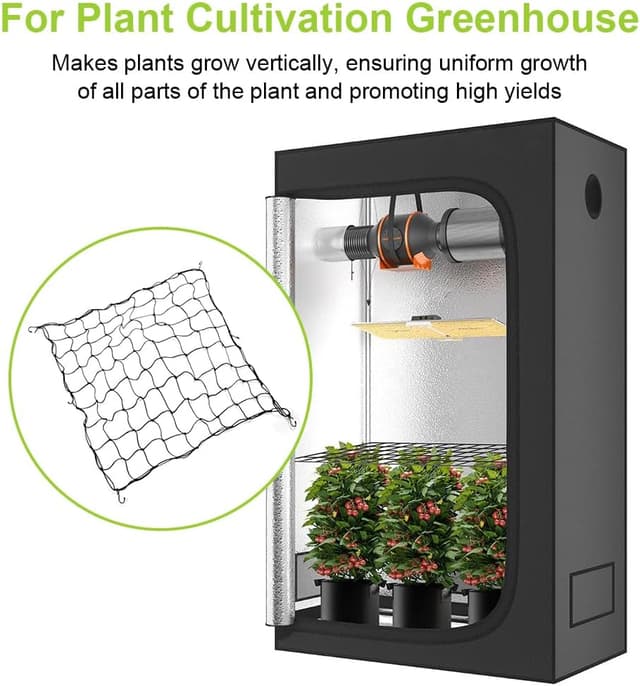 Detalle de OFFCUP rete a traliccio 90 x 90 cm elastica con 6 ganci in acciaio per piante rampicanti e idroponica