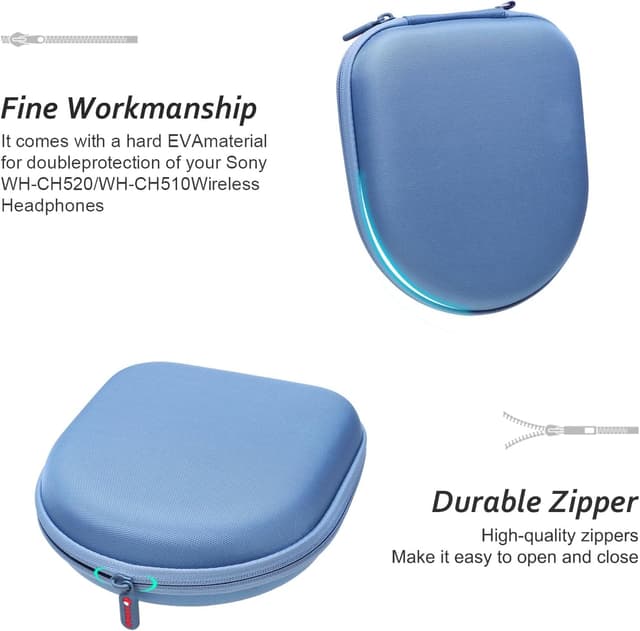 Detalle 2 de XANAD Kopfhörer-Tasche für Sony WH-CH520 (Blue) – Case für kabellose Bluetooth On-Ear Kopfhörer
