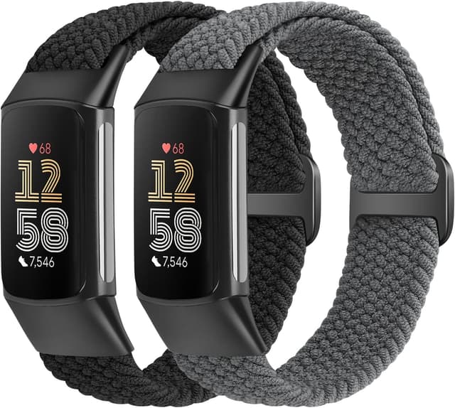 Detalle de SHIJZWD Elastic Braided Straps for Fitbit Charge 5/6 – Breathable nylon loop replacement bands