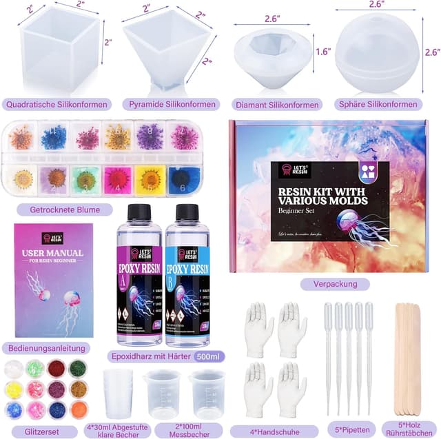 Detalle 2 de LET’S RESIN Epoxidharz Set für Anfänger 500 ml