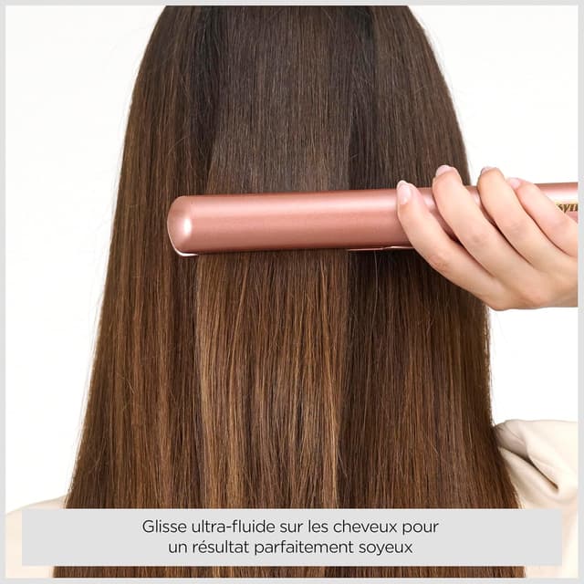 Detalle de BaByliss 2598PE Lisseur cheveux Rose Gold à plaques céramique (chauffe 15 s, 3 températures jusqu’à 235°C, multi-voltage)